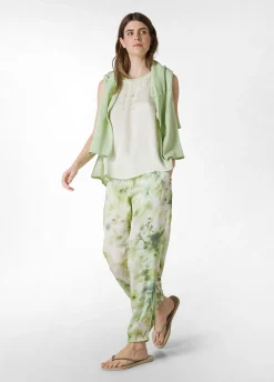 Store Pantalone Jogger In Raso Stampato Verde Donna Pantaloni