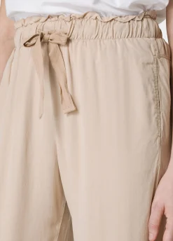 Clearance Pantalone Jogger In Twill Tencel Beige Donna Pantaloni