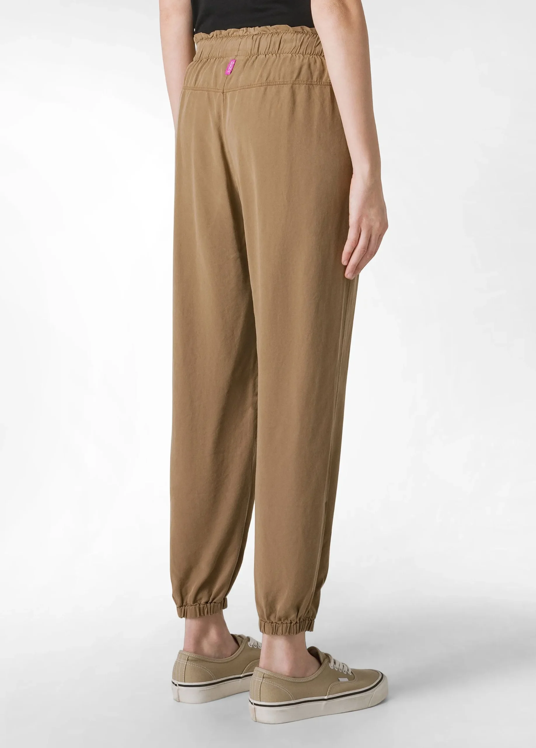 Store Pantalone Jogger In Twill Tencel Marrone Donna Pantaloni
