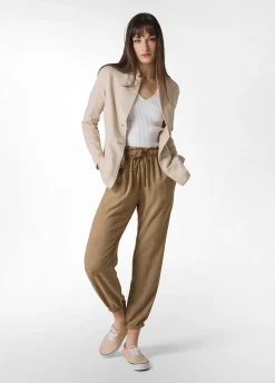 Outlet Pantalone Jogger In Viscosa Crepe Marrone Donna Pantaloni