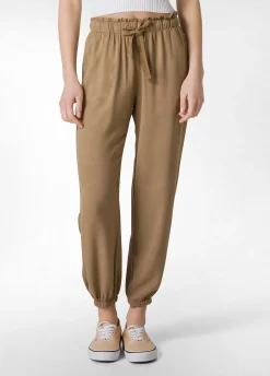Outlet Pantalone Jogger In Viscosa Crepe Marrone Donna Pantaloni