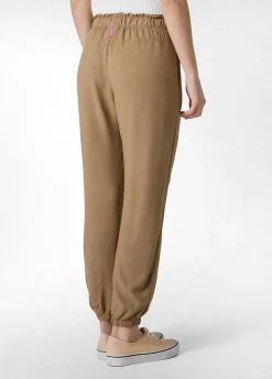 Outlet Pantalone Jogger In Viscosa Crepe Marrone Donna Pantaloni