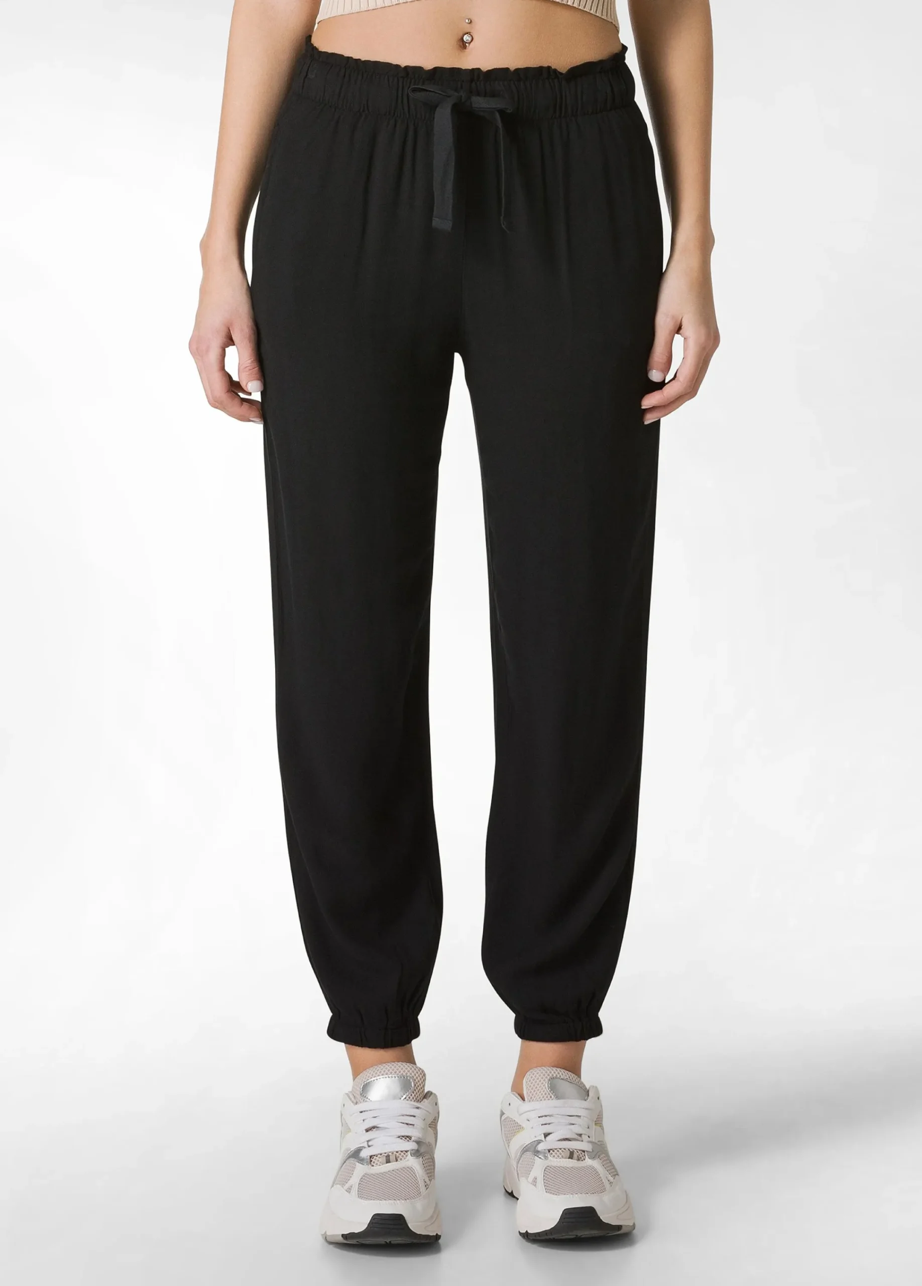 Cheap Pantalone Jogger In Viscosa Crepe Nero Donna Pantaloni