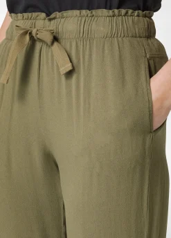 New Pantalone Jogger In Viscosa Crepe Verde Donna Pantaloni
