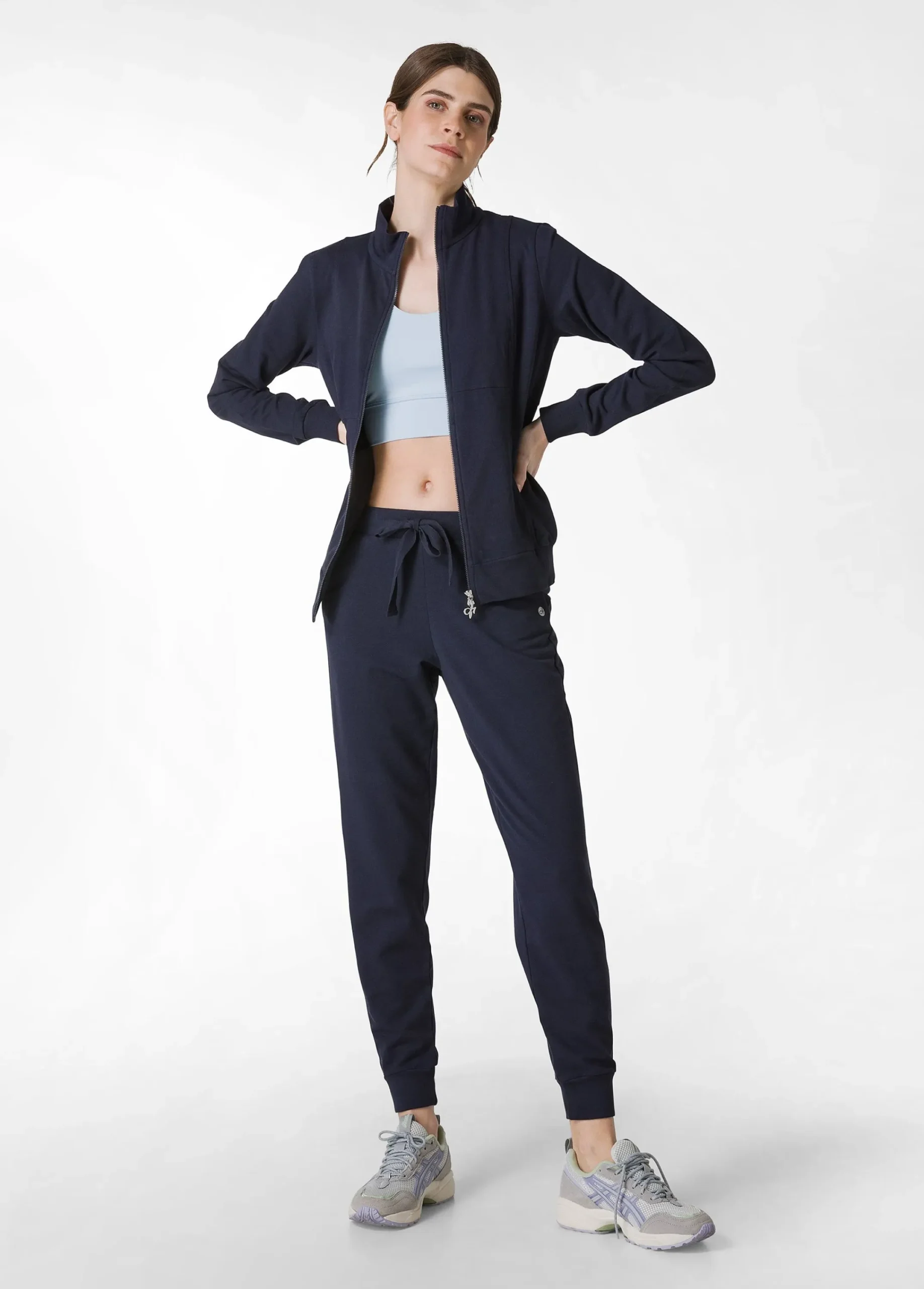 Store Pantalone Jogger Leggero Con Polsino Blu Donna Pantaloni