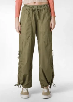 Flash Sale Pantalone Magnum In Popeline Leggero Verde Donna Pantaloni