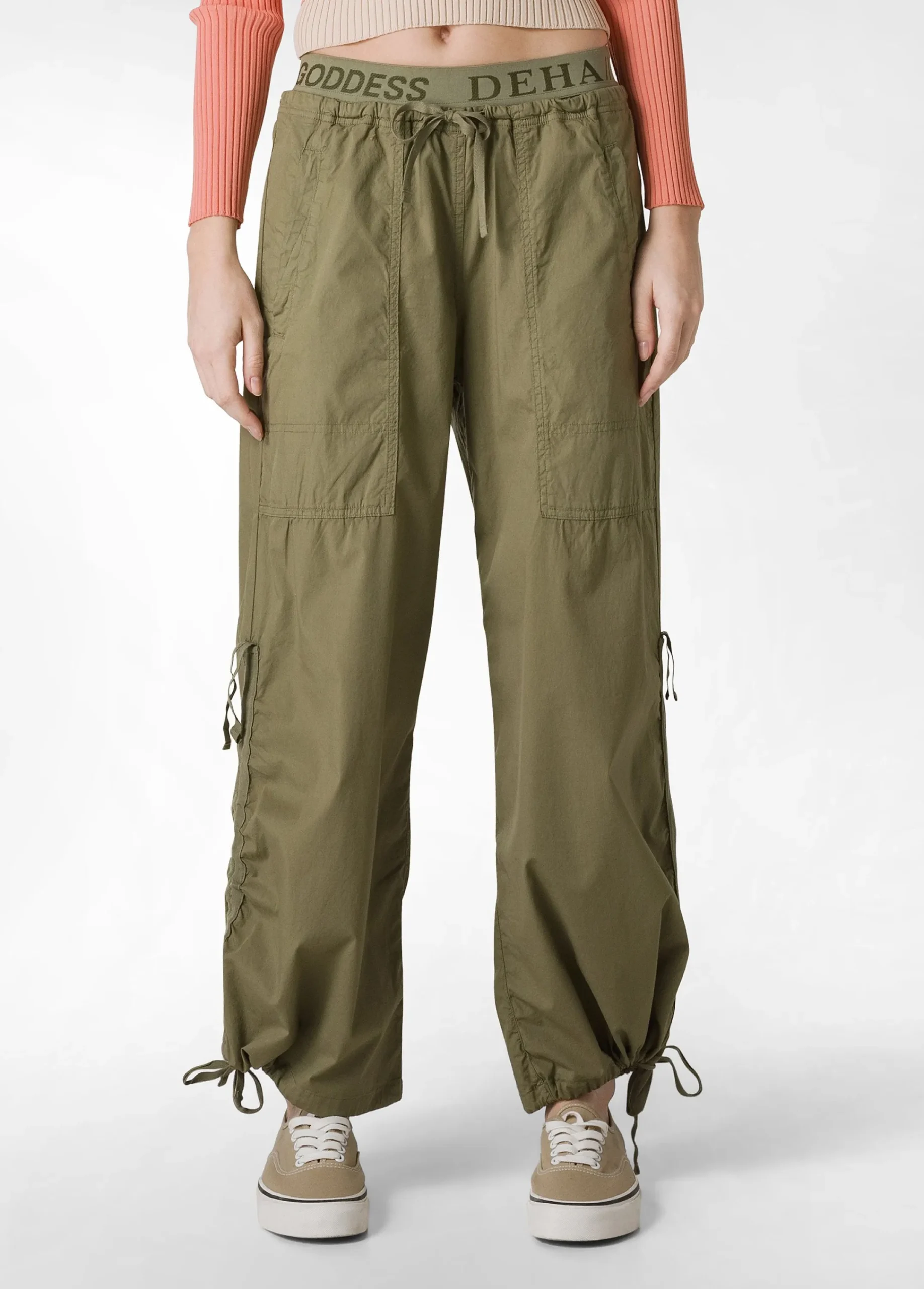 Flash Sale Pantalone Magnum In Popeline Leggero Verde Donna Pantaloni