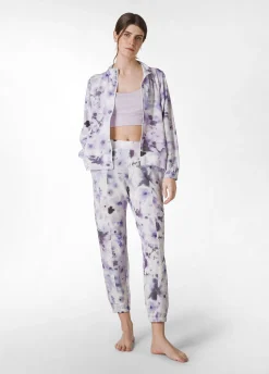 Outlet Pantalone Morbido Misto Viscosa Stampato Viola Donna Pantaloni