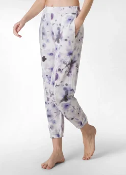Outlet Pantalone Morbido Misto Viscosa Stampato Viola Donna Pantaloni