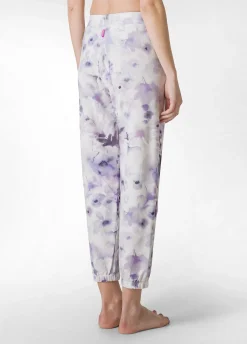 Outlet Pantalone Morbido Misto Viscosa Stampato Viola Donna Pantaloni