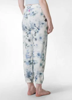 Discount Pantalone Morbido Misto Viscosa Stampato Blu Donna Pantaloni