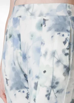 Discount Pantalone Morbido Misto Viscosa Stampato Blu Donna Pantaloni