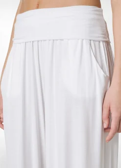 Sale Pantalone Odalisca In Viscosa Bianco Donna Pantaloni