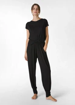 Clearance Pantalone Odalisca In Viscosa Nero Donna Pantaloni
