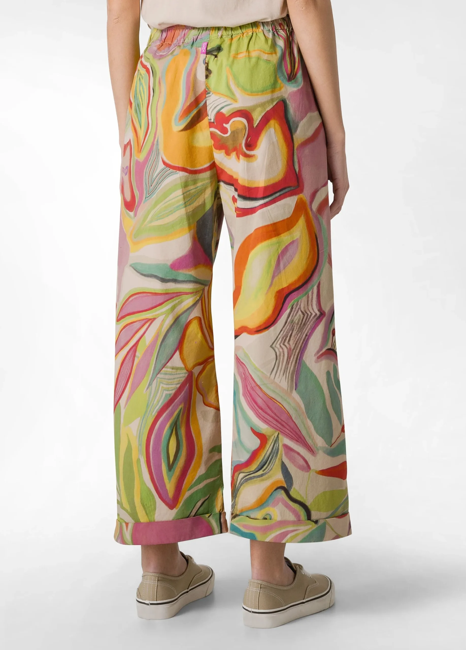 Sale Pantalone Relaxed Flower Power Verde Donna Pantaloni