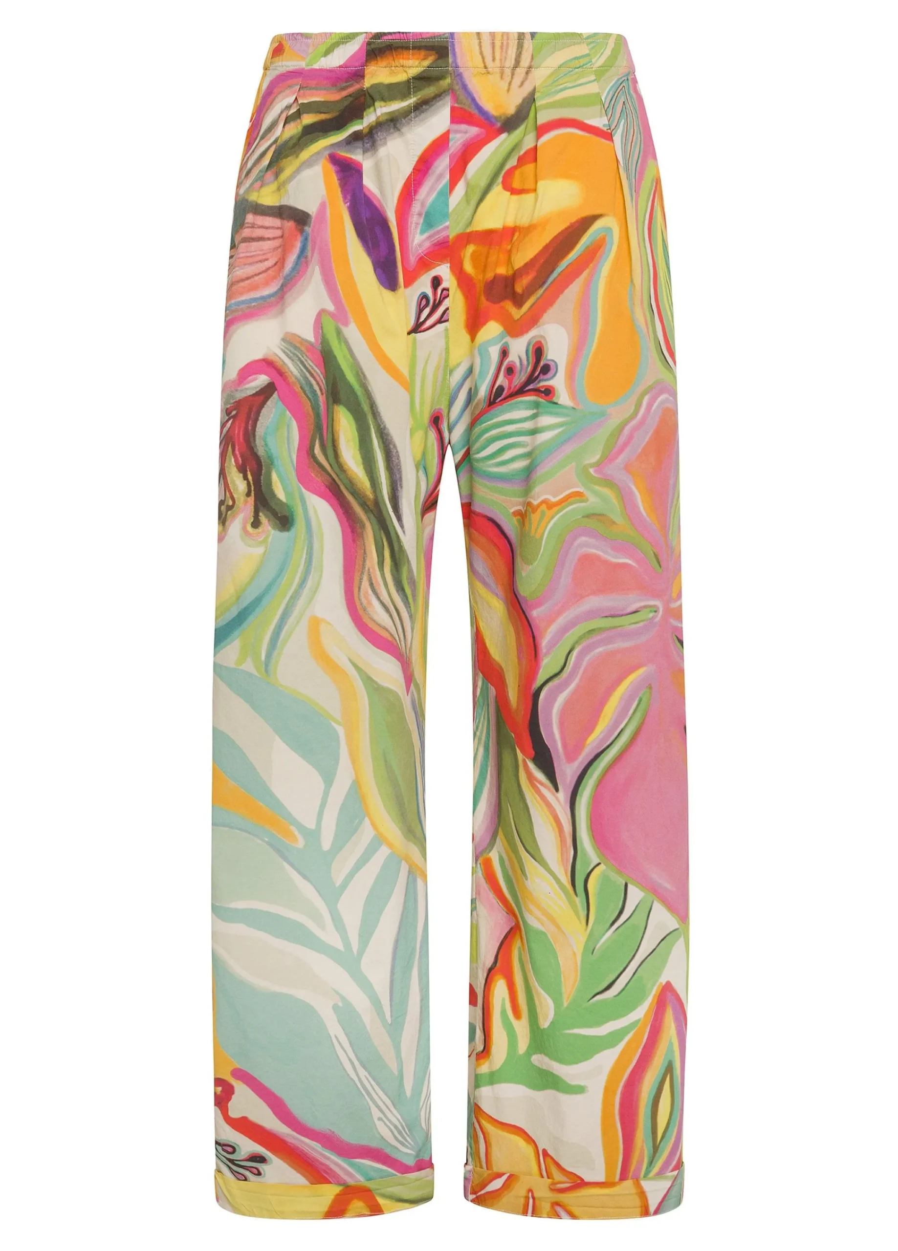 Sale Pantalone Relaxed Flower Power Verde Donna Pantaloni