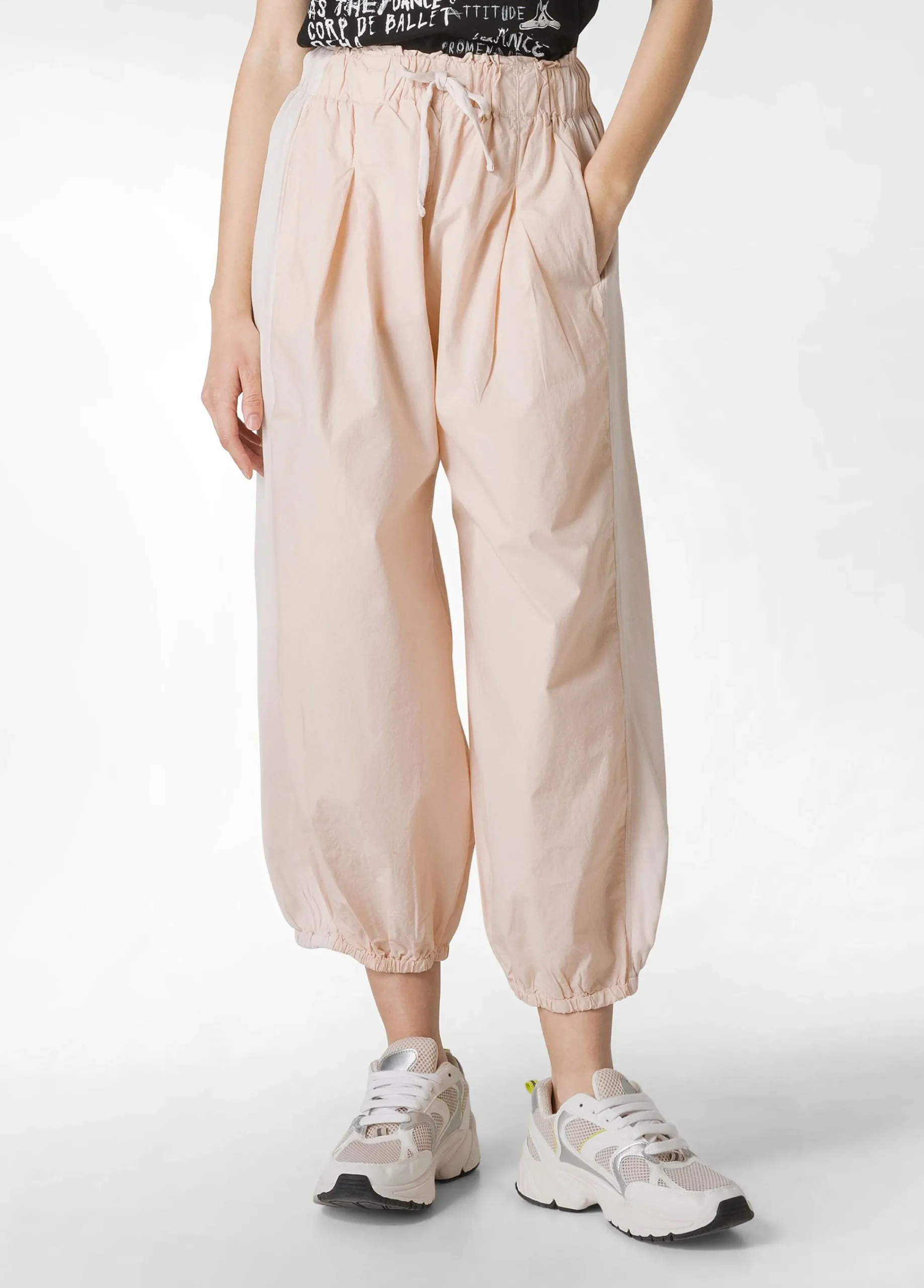 Best Pantalone Relaxed In Popeline E Raso Rosa Donna Pantaloni