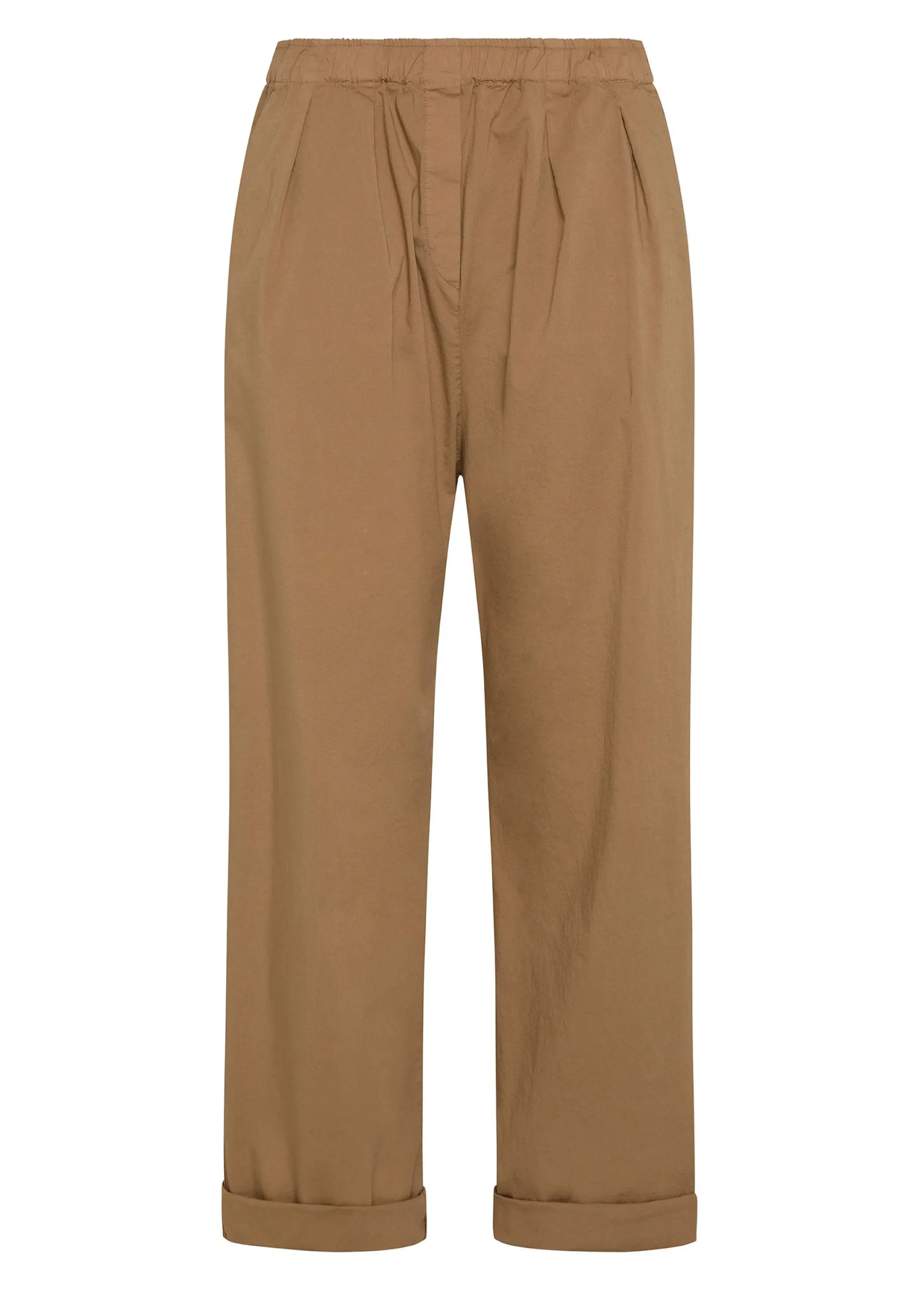 Outlet Pantalone Relaxed In Popeline Marrone Donna Pantaloni