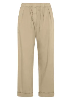 Outlet Pantalone Relaxed In Popeline Marrone Donna Pantaloni