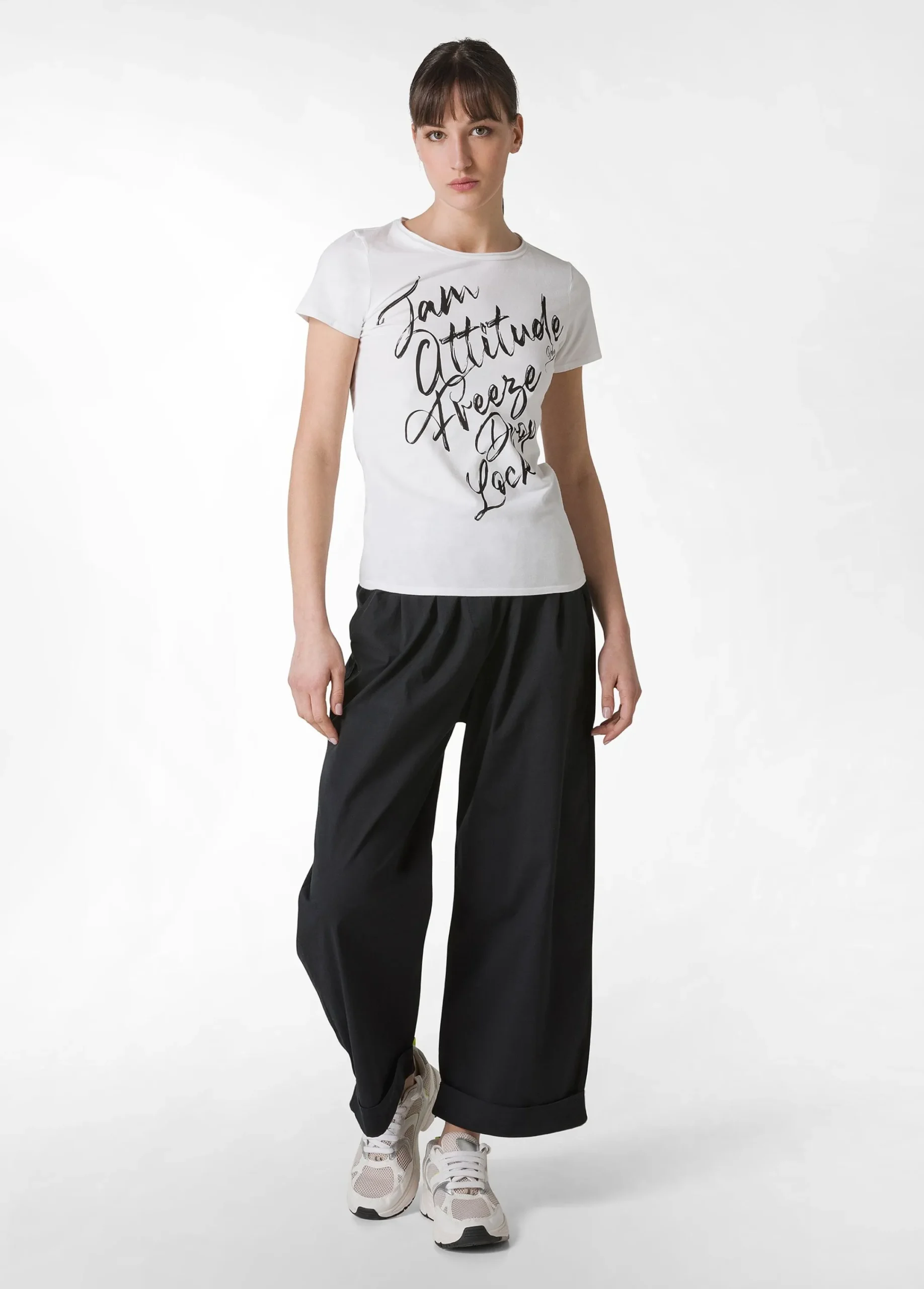 Store Pantalone Relaxed In Popeline Nero Donna Pantaloni