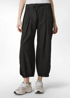 Flash Sale Pantalone Relaxed In Popeline E Raso Nero Donna Pantaloni