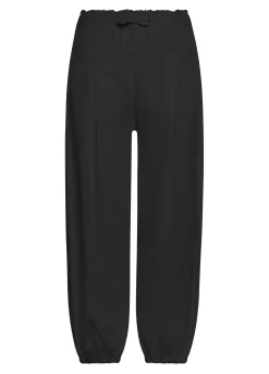 Flash Sale Pantalone Relaxed In Popeline E Raso Nero Donna Pantaloni
