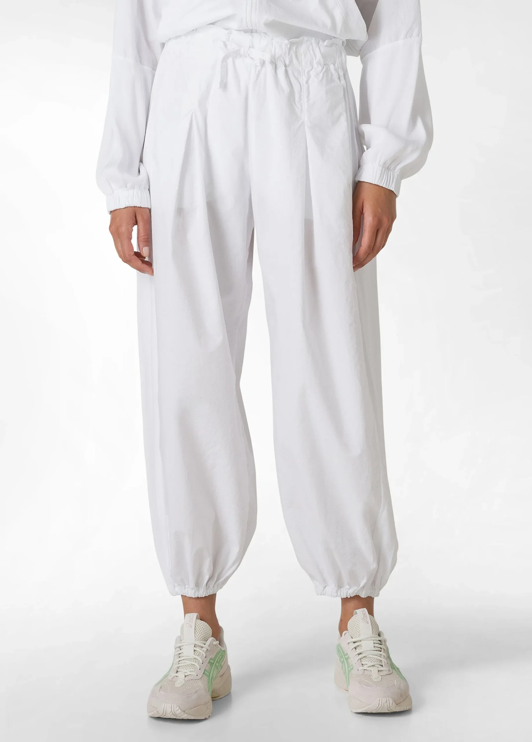 Flash Sale Pantalone Relaxed In Popeline E Raso Bianco Donna Pantaloni