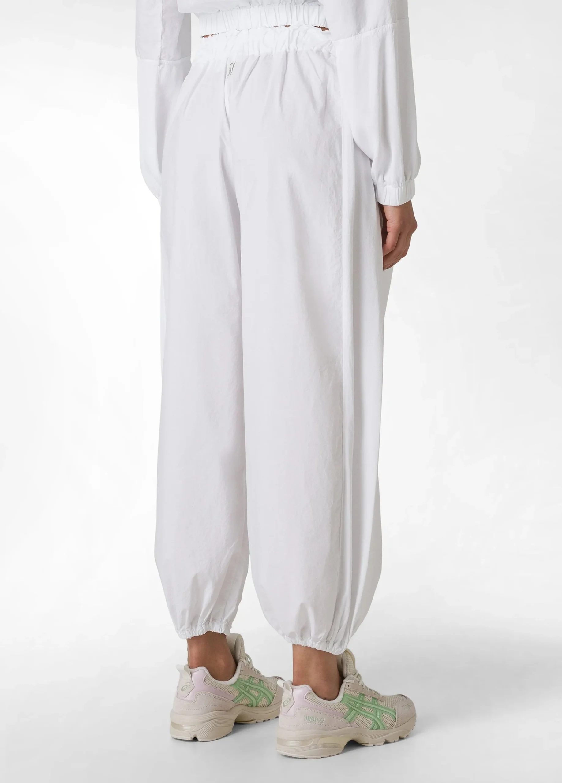 Flash Sale Pantalone Relaxed In Popeline E Raso Bianco Donna Pantaloni
