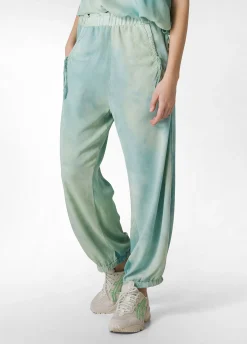 Store Pantalone Relaxed In Twill Effetto Batik Verde Donna Pantaloni
