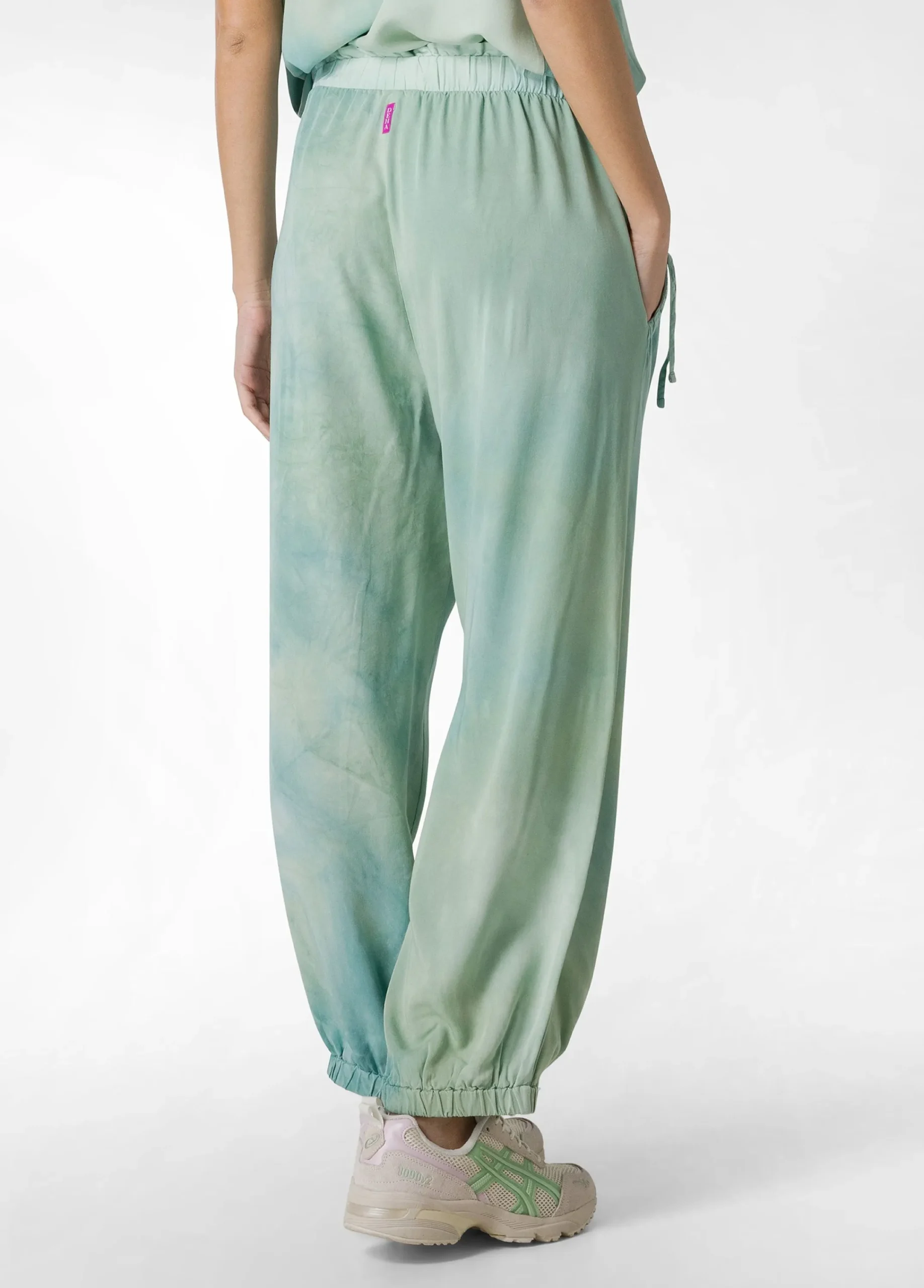 Store Pantalone Relaxed In Twill Effetto Batik Verde Donna Pantaloni