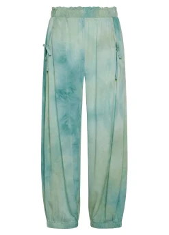 Store Pantalone Relaxed In Twill Effetto Batik Verde Donna Pantaloni