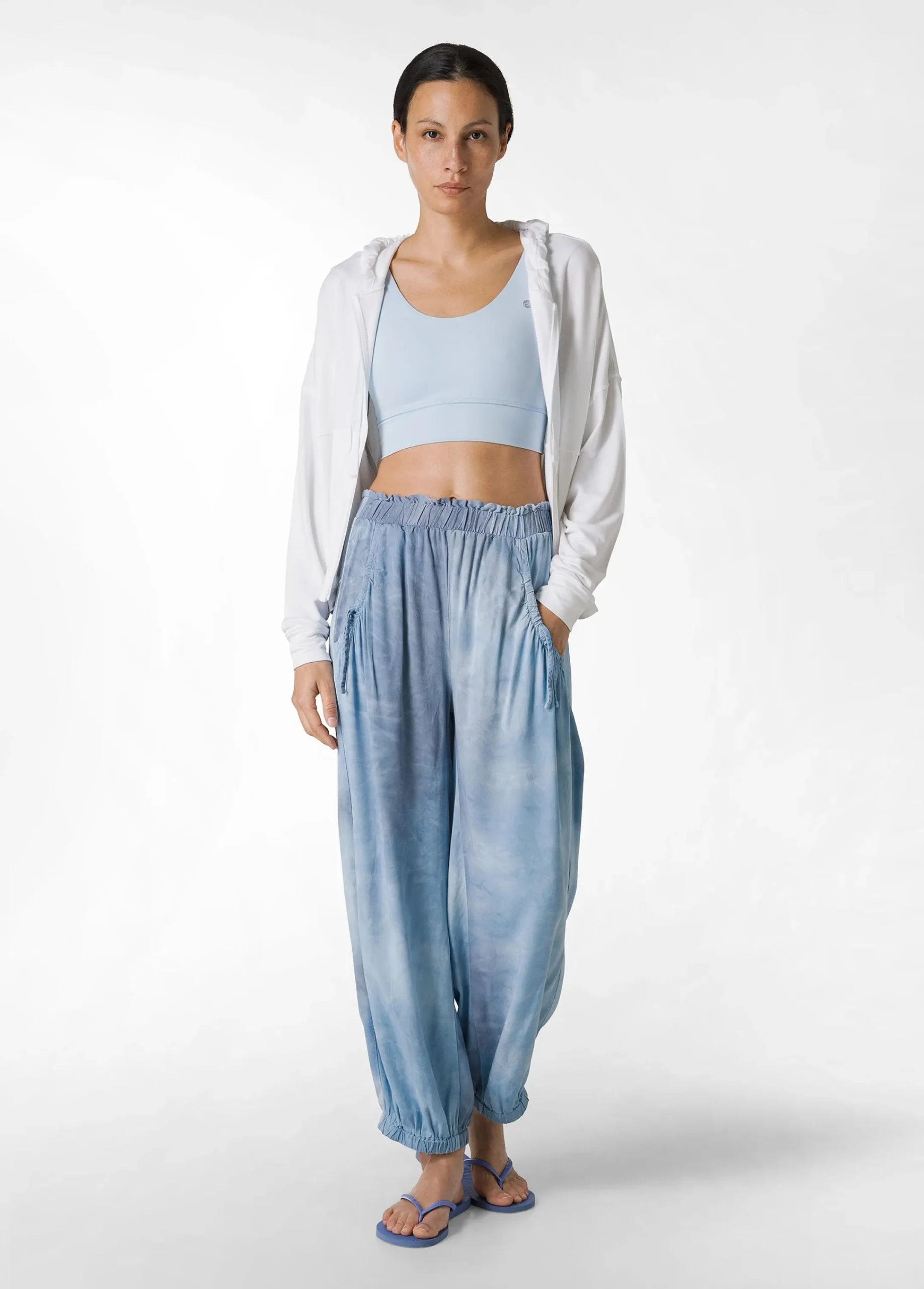 Cheap Pantalone Relaxed In Twill Effetto Batik Blu Donna Pantaloni