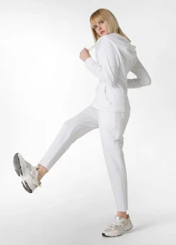 Sale Pantalone Slim Fit In Felpa Leggera Bianco Donna Pantaloni