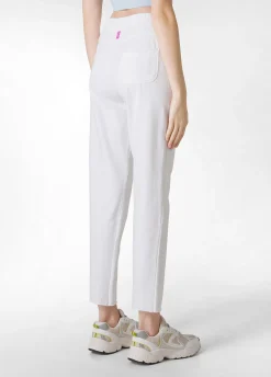 Sale Pantalone Slim Fit In Felpa Leggera Bianco Donna Pantaloni