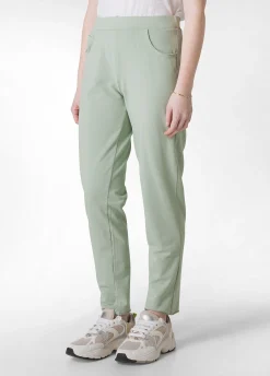 Store Pantalone Slim Fit In Felpa Leggera Verde Donna Pantaloni
