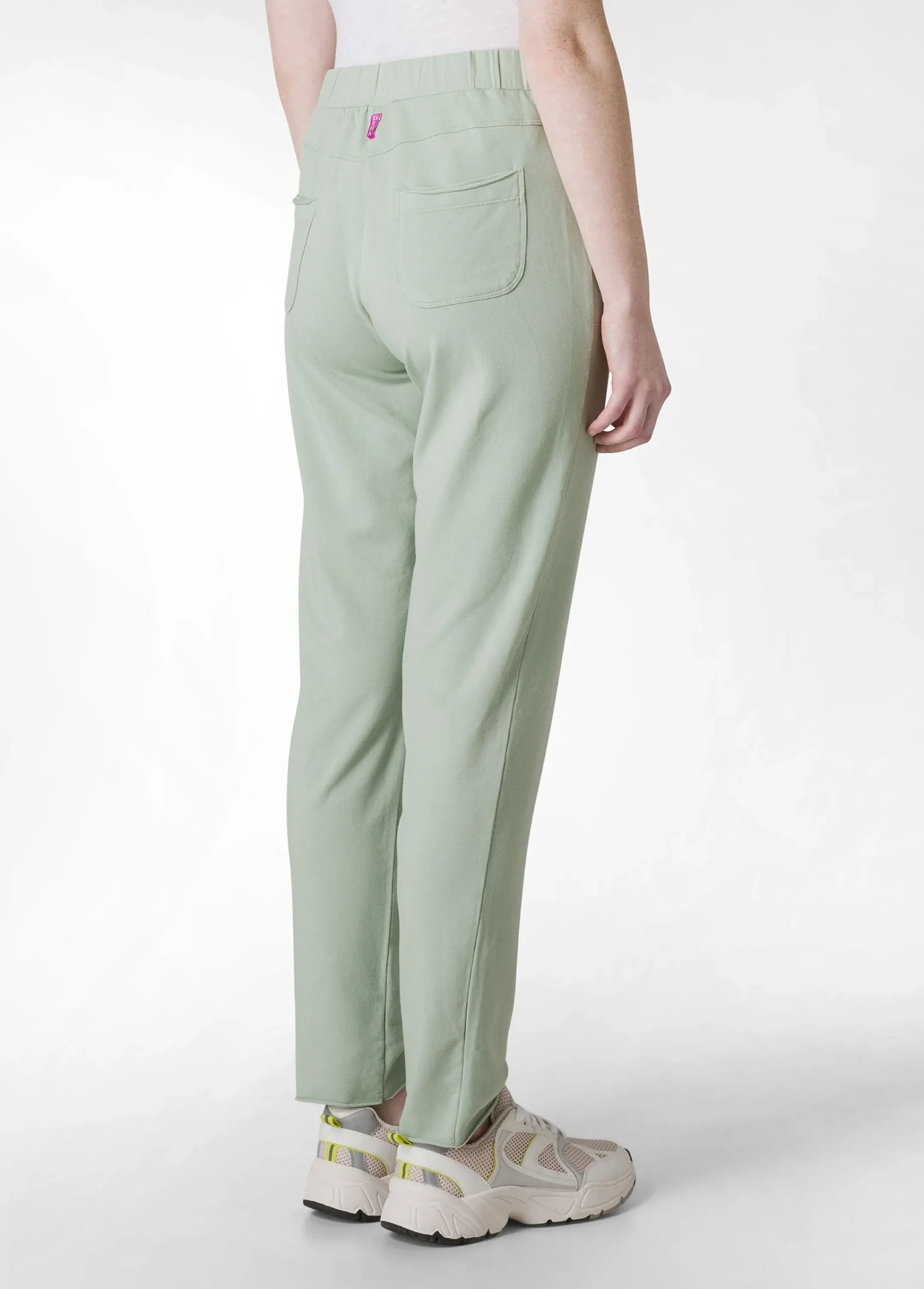 Store Pantalone Slim Fit In Felpa Leggera Verde Donna Pantaloni