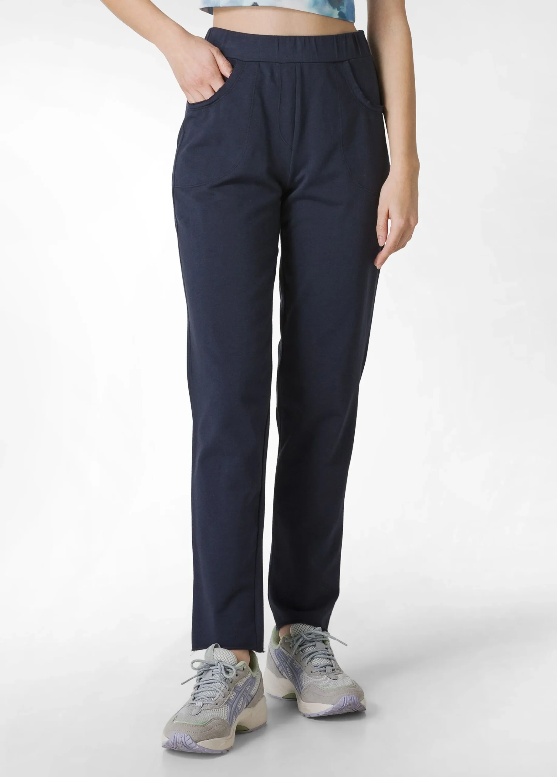 Clearance Pantalone Slim Fit In Felpa Leggera Blu Donna Pantaloni