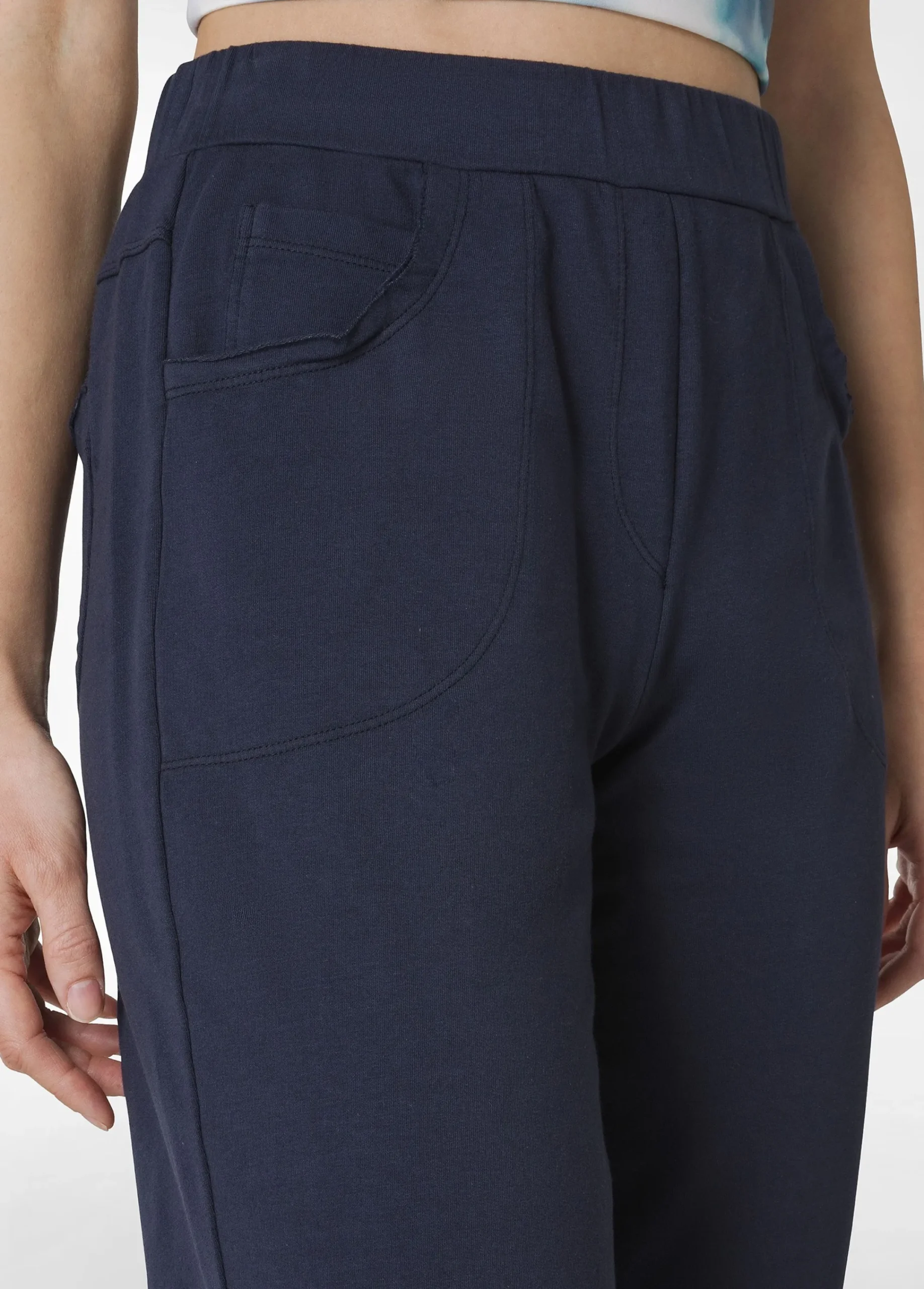 Clearance Pantalone Slim Fit In Felpa Leggera Blu Donna Pantaloni
