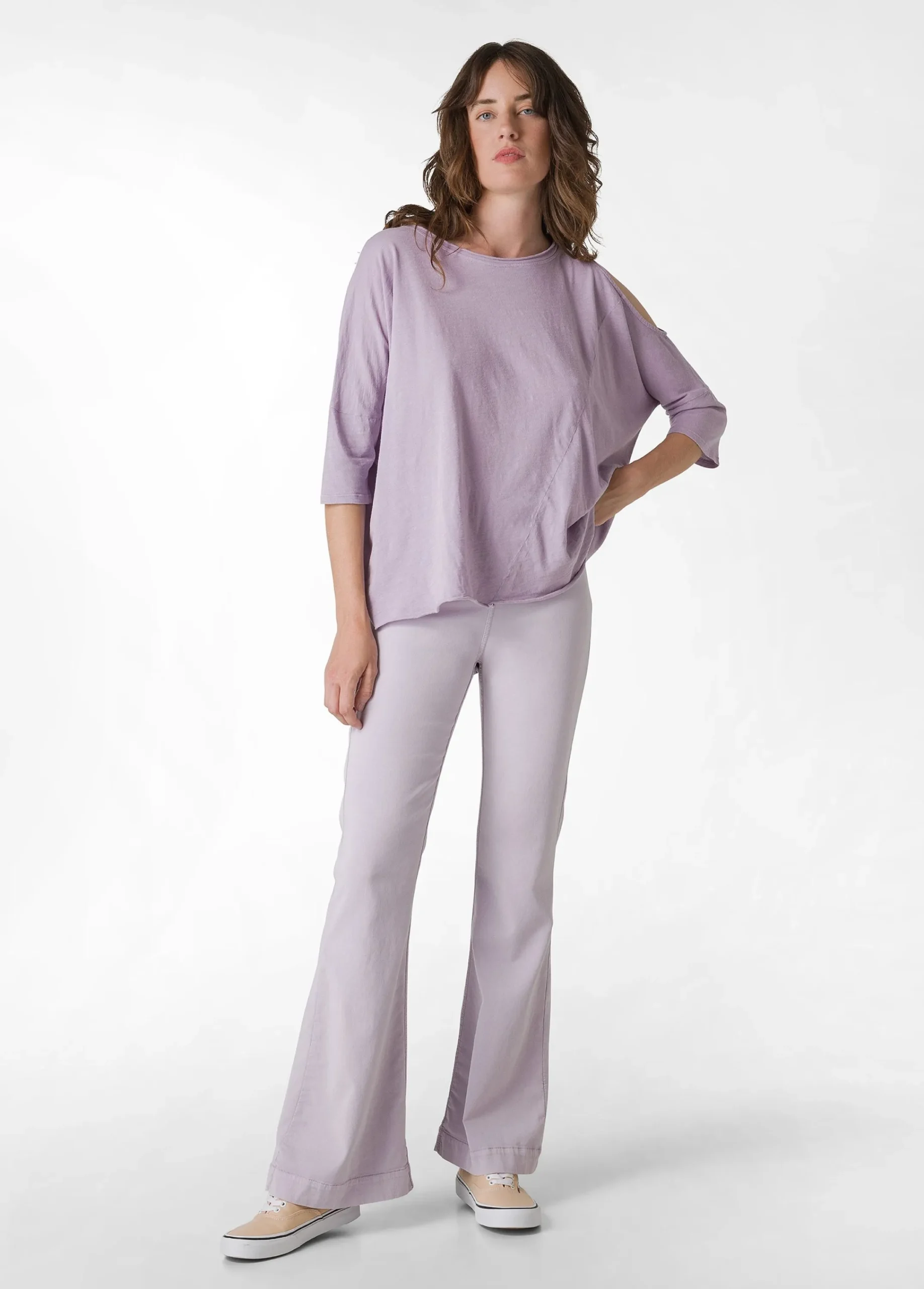 Flash Sale Pantalone Svasato In Gabardine Vintage Viola Donna Pantaloni
