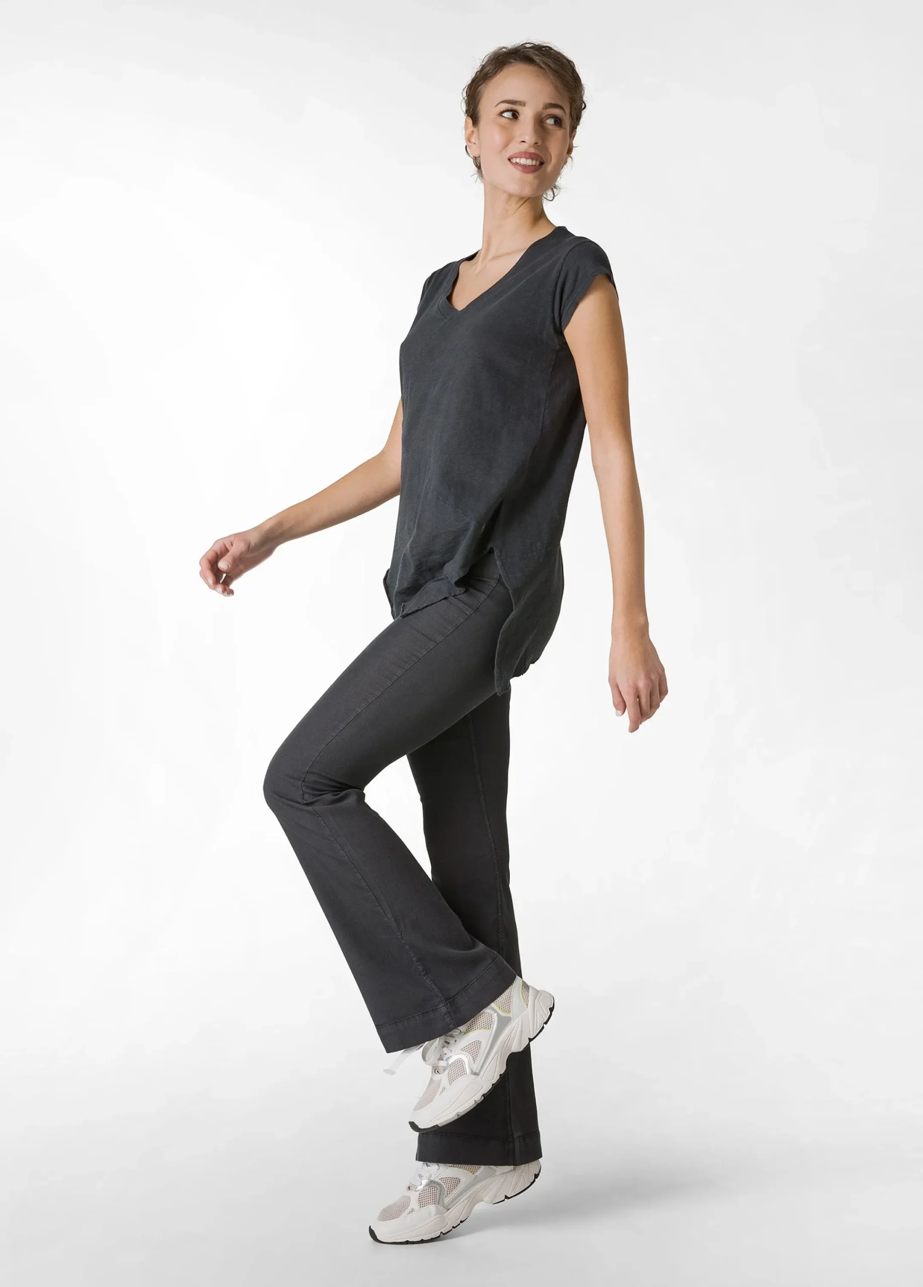 Sale Pantalone Svasato In Gabardine Vintage Nero Donna Pantaloni