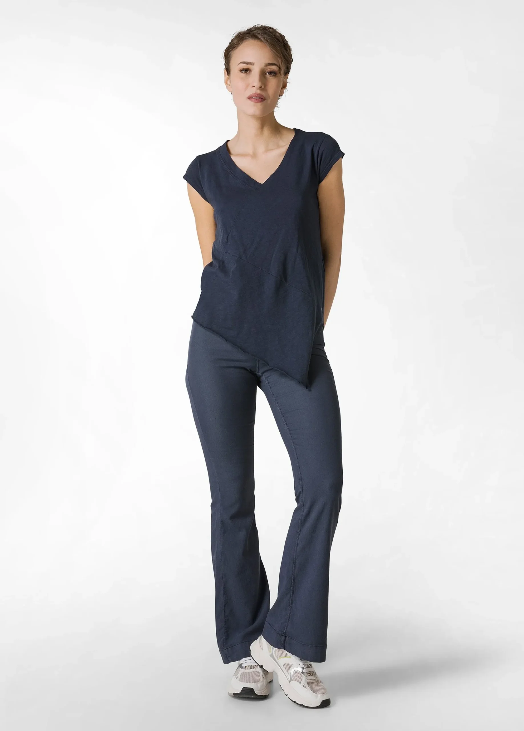Fashion Pantalone Svasato In Gabardine Vintage Blu Donna Pantaloni