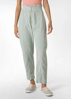 Best Pantalone Vita Alta In Gabardine Vintage Verde Donna Pantaloni