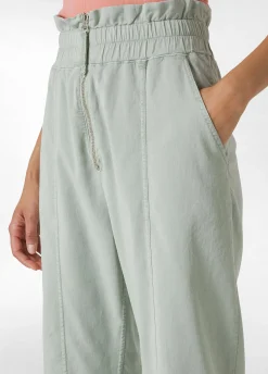 Best Pantalone Vita Alta In Gabardine Vintage Verde Donna Pantaloni