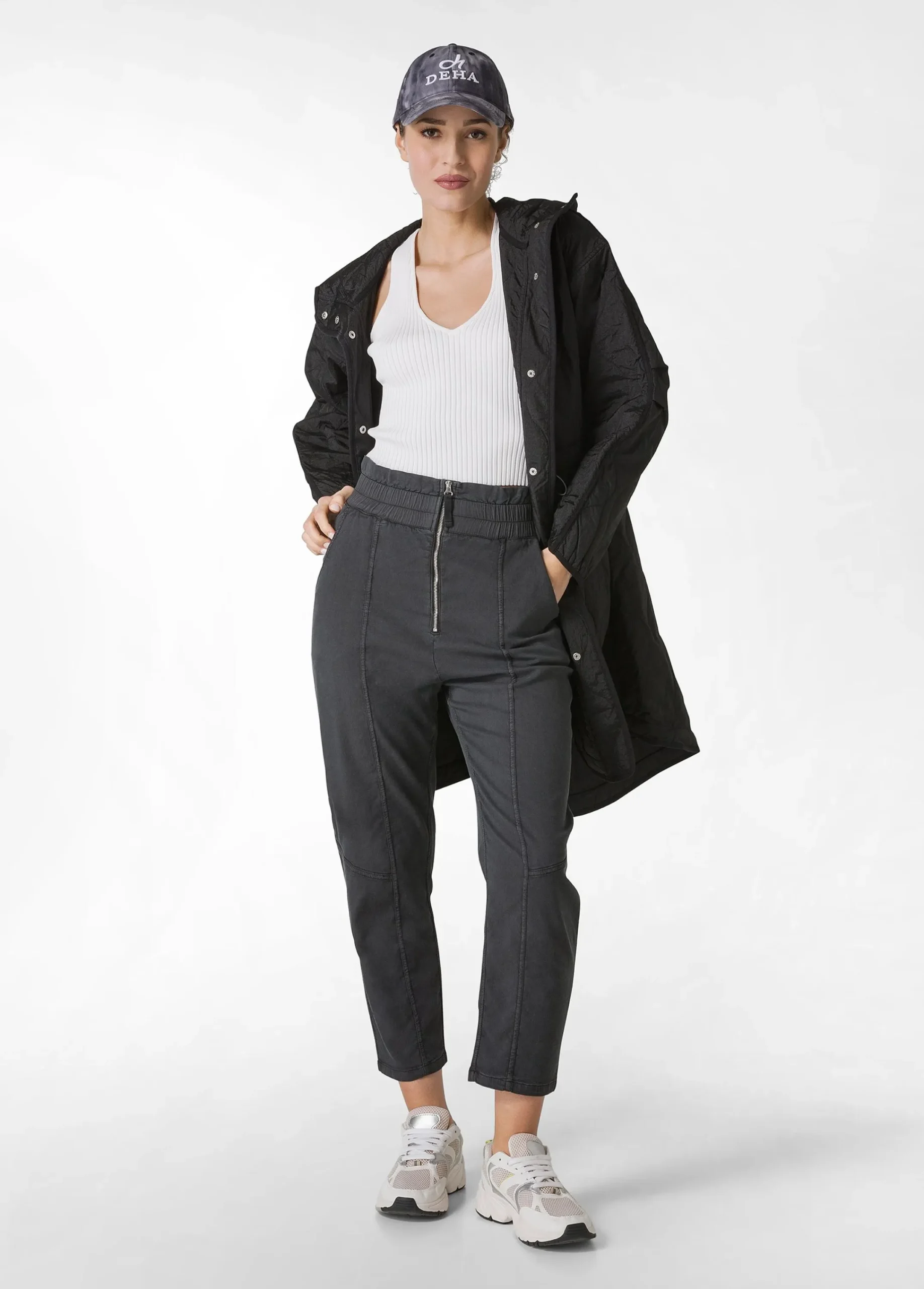 Flash Sale Pantalone Vita Alta In Gabardine Vintage Nero Donna Pantaloni