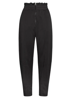 Flash Sale Pantalone Vita Alta In Gabardine Vintage Nero Donna Pantaloni