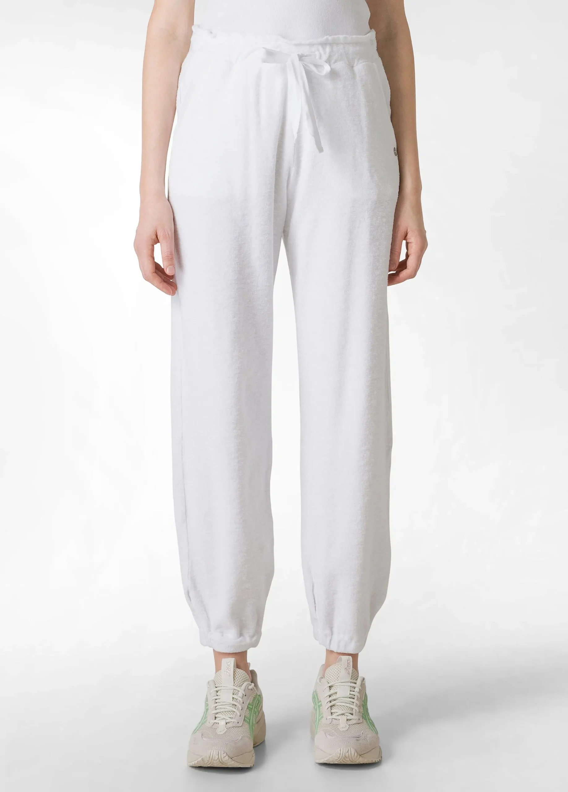 Hot Pantaloni Jogger In Spugna Bianco Donna Pantaloni