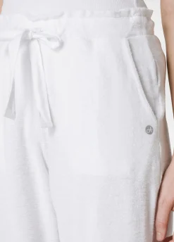 Hot Pantaloni Jogger In Spugna Bianco Donna Pantaloni