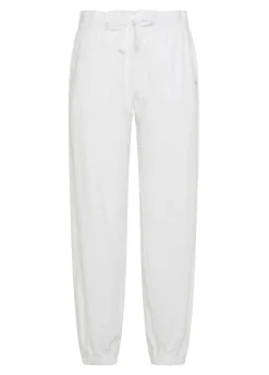 Hot Pantaloni Jogger In Spugna Bianco Donna Pantaloni
