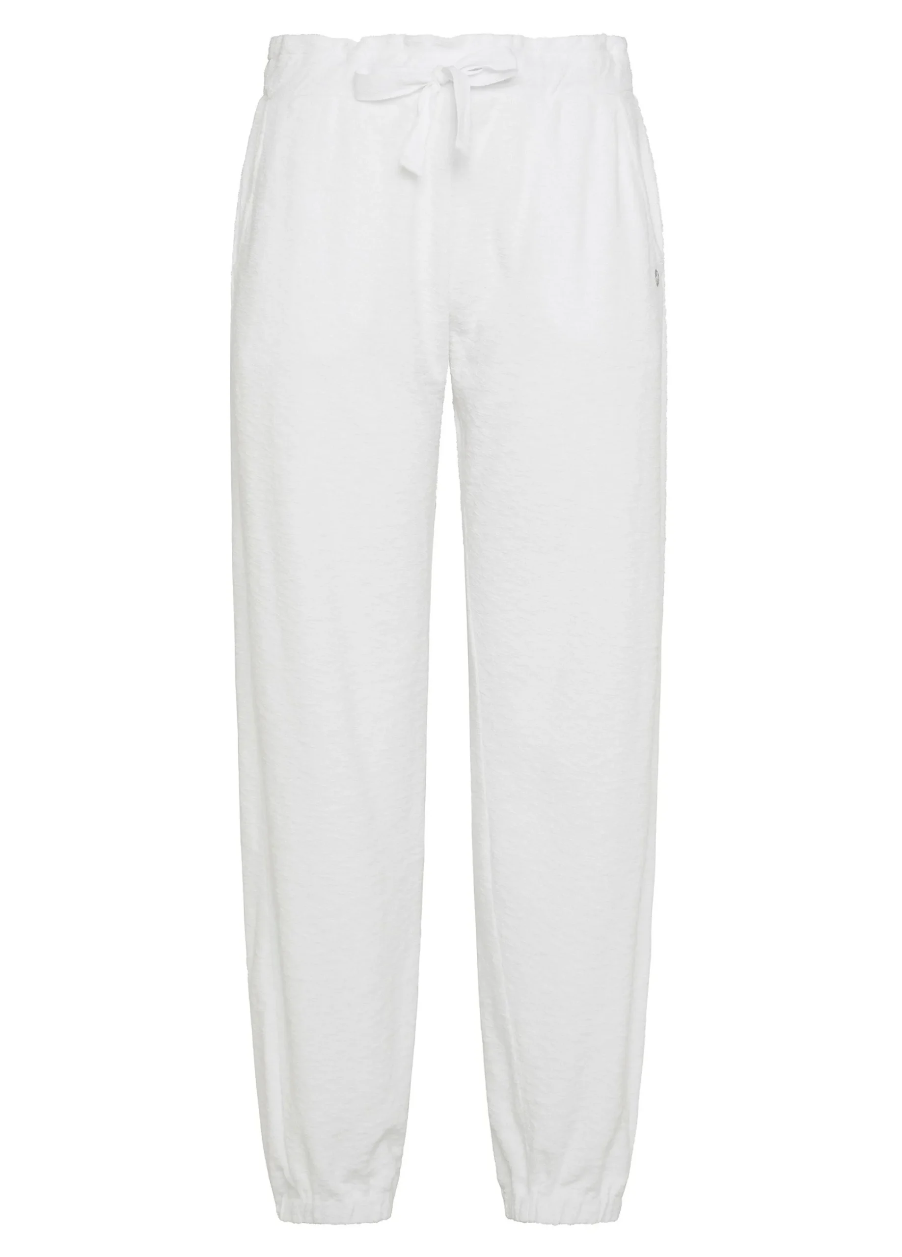 Hot Pantaloni Jogger In Spugna Bianco Donna Pantaloni
