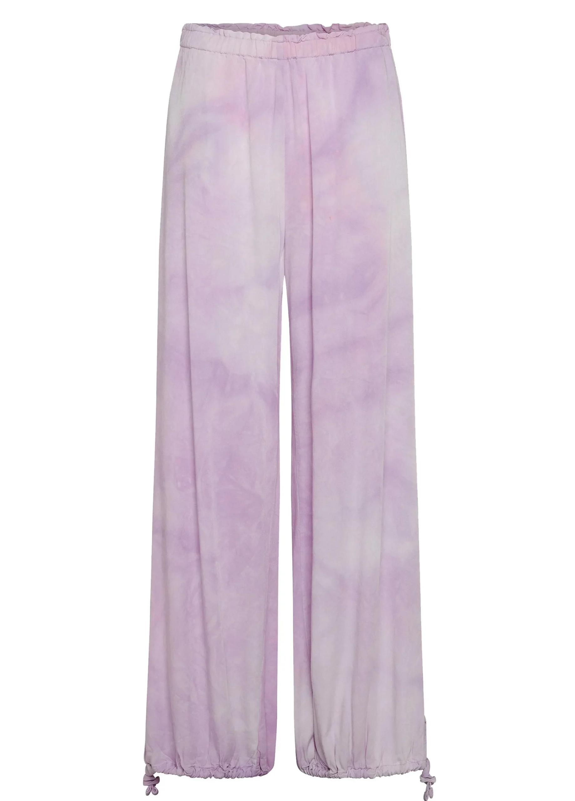 Outlet Panta Palazzo In Twill Effetto Batik Viola Donna Pantaloni